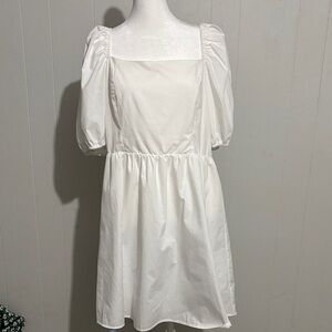 Elegant White Puff Sleeve Dress